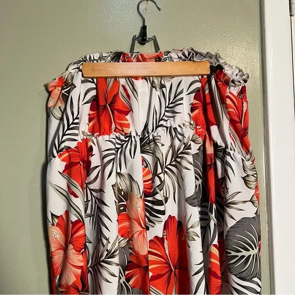 Shein Curve Strapless Romper White Orange Tropical Floral 2XL - Picture 8 of 11